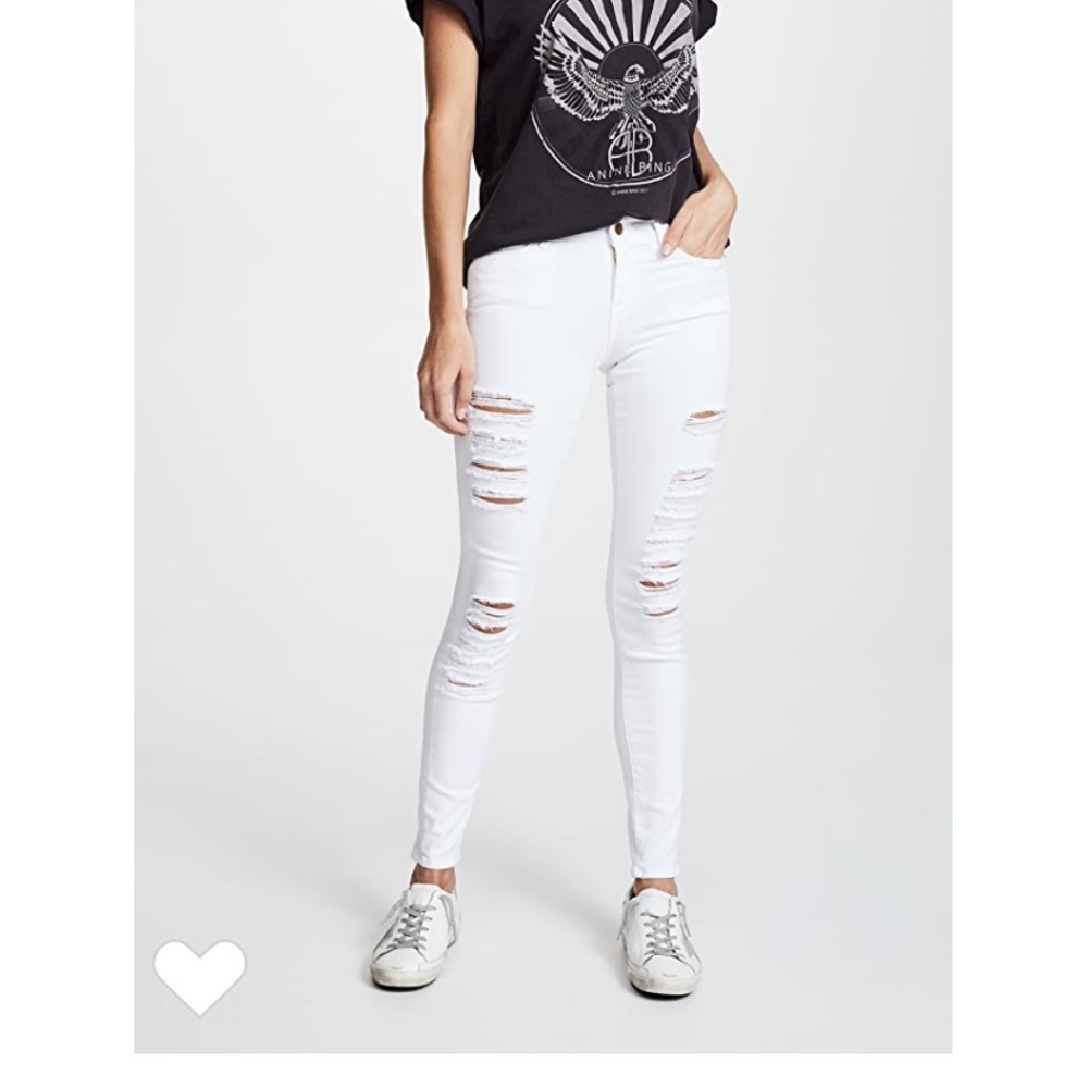 Frame Le Rip Color Skinny Jeans In Blanc, Size 26!